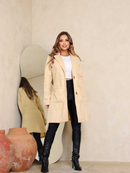 Casaco Sobretudo longo feminino inverno frio felpado duplo Elegante básico tipo blazer / roupas femininas