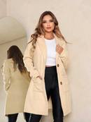 Casaco Sobretudo longo feminino inverno frio felpado duplo Elegante básico tipo blazer / roupas femininas