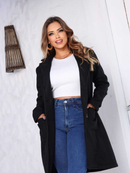 Casaco Sobretudo longo feminino inverno frio felpado duplo Elegante básico tipo blazer / roupas femininas