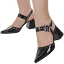 Sapato Social Feminino Scarpin Bico Fino Salto Bloco Confortável com Fivela 18400