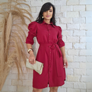 Vestido Levy Feminino Manga Bufante Cinto Social - Elegância para a Mulher Moderna