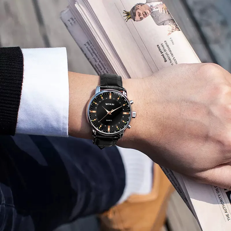 Relógio Masculino WKLuxury Pulseira Couro à Prova d'água / Para Homens Elegantes e Exclusivos