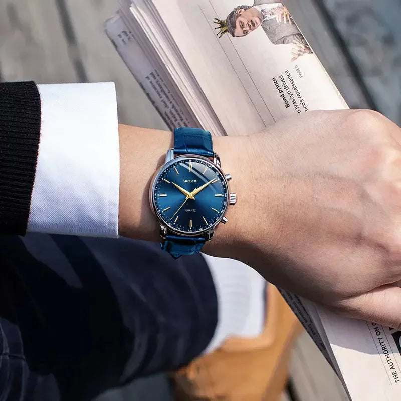 Relógio Masculino WKLuxury Pulseira Couro à Prova d'água / Para Homens Elegantes e Exclusivos