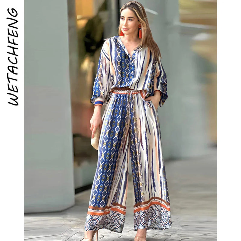 Conjunto Alexia Tecido Leve Pantalona Estampada + Bolsa/ Liberdade para a Mulher que Brilha em Todas Ocasiões!