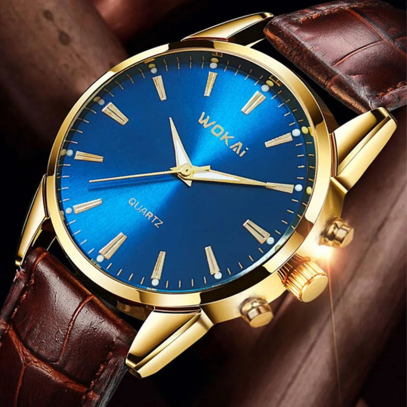 Relógio Masculino WKLuxury Pulseira Couro à Prova d'água / Para Homens Elegantes e Exclusivos