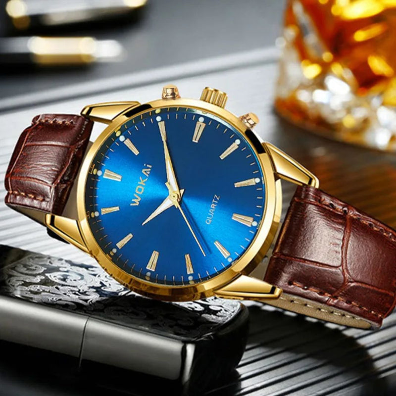 Relógio Masculino WKLuxury Pulseira Couro à Prova d'água / Para Homens Elegantes e Exclusivos