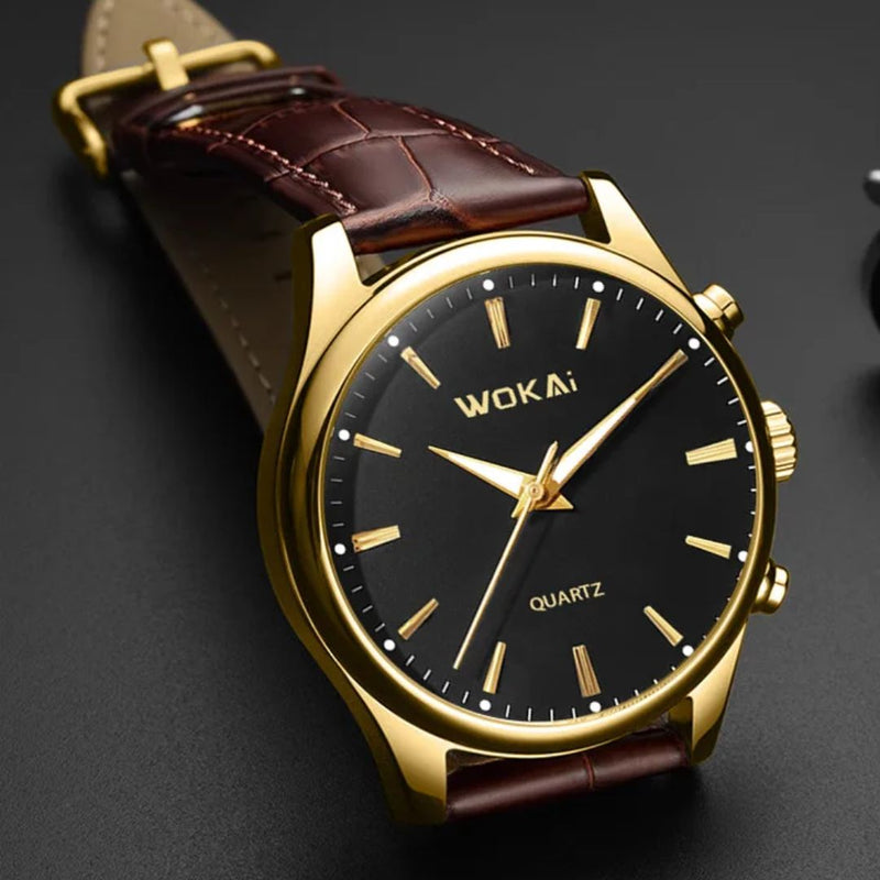 Relógio Masculino WKLuxury Pulseira Couro à Prova d'água / Para Homens Elegantes e Exclusivos