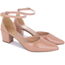 Sapato Feminino Scarpin Fivela Bico Fino Salto Grosso