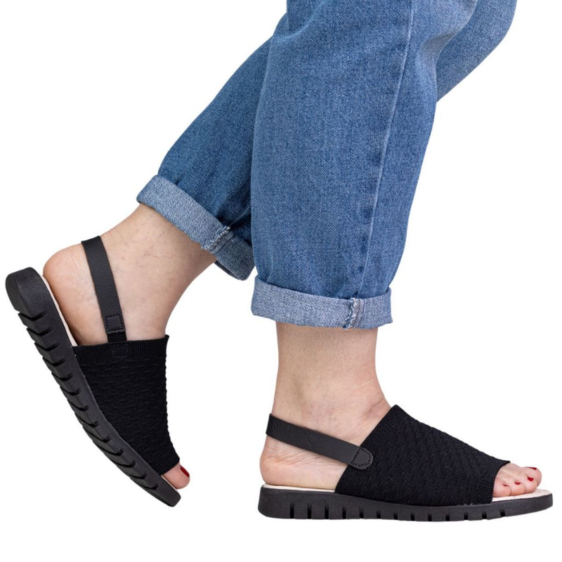 Sandália Feminina Ortopédica Knit Calce Fácil Meia Elástico Anatômica Massageadora Confortável 7603