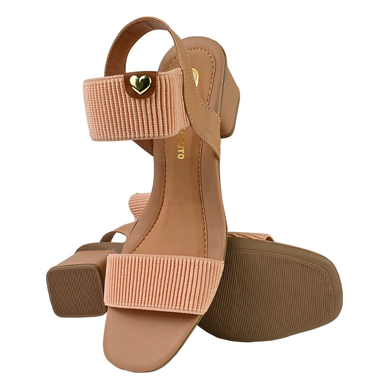 Sandalia feminna confortavel Salto Grosso Bloco Quadrado Elástico promoção