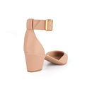 Sapato Feminino Salto Bloco Médio Bico Fino Preto com Fivela Elegante Confortável