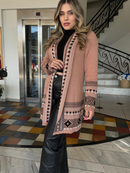 Cardigan Kimono Tricot Feminino Quadriculado Casaco Teddy Manga Longa Aberto Elegante WM Malhas