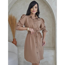 Vestido Levy Feminino Manga Bufante Cinto Social - Elegância para a Mulher Moderna