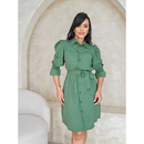 Vestido Levy Feminino Manga Bufante Cinto Social - Elegância para a Mulher Moderna