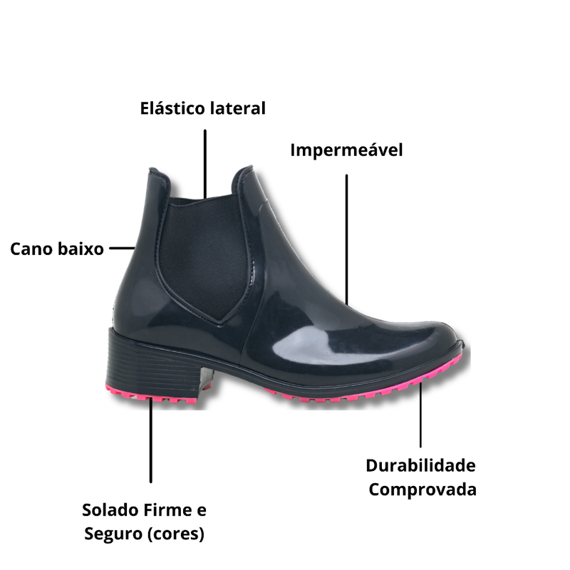 Bota Feminina Galocha Confortável Impermeável Frio e Chuva